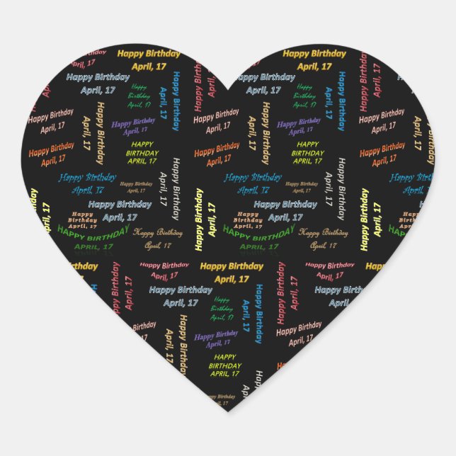 Cœur Sticker d'anniversaire du 17 avril (Devant)