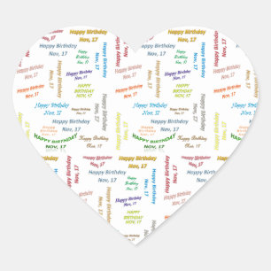 Cœur Sticker d'anniversaire du 17 novembre