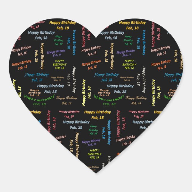 Cœur Sticker d'anniversaire du 18 février (Devant)