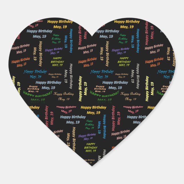 Cœur Sticker d'anniversaire du 19 mai (Devant)