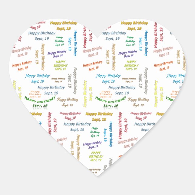 Cœur Sticker d'anniversaire du 19 septembre (Devant)