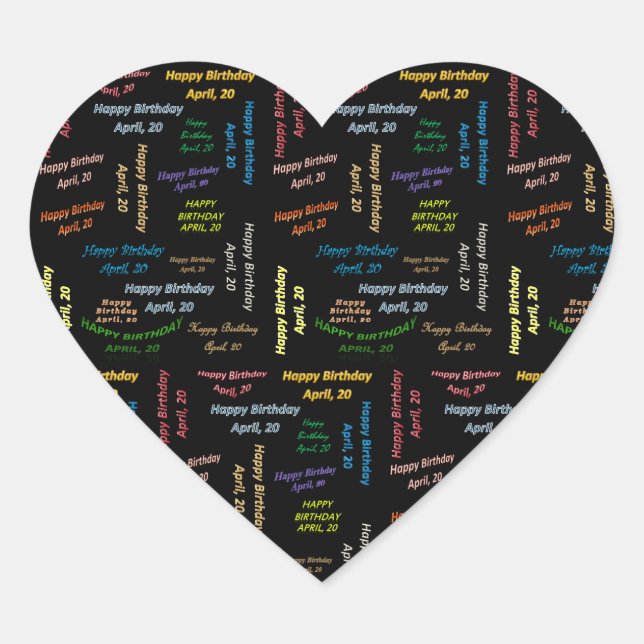 Cœur Sticker d'anniversaire du 20 avril (Devant)