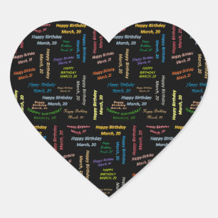 Cœur Sticker d'anniversaire du 20 mars