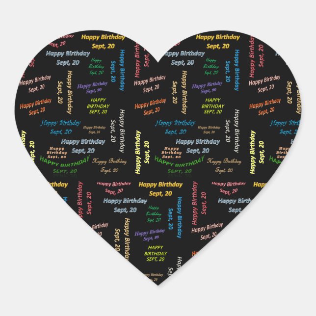 Cœur Sticker d'anniversaire du 20 septembre (Devant)