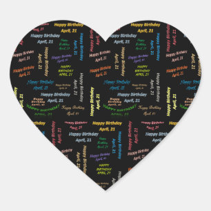 Cœur Sticker d'anniversaire du 21 avril