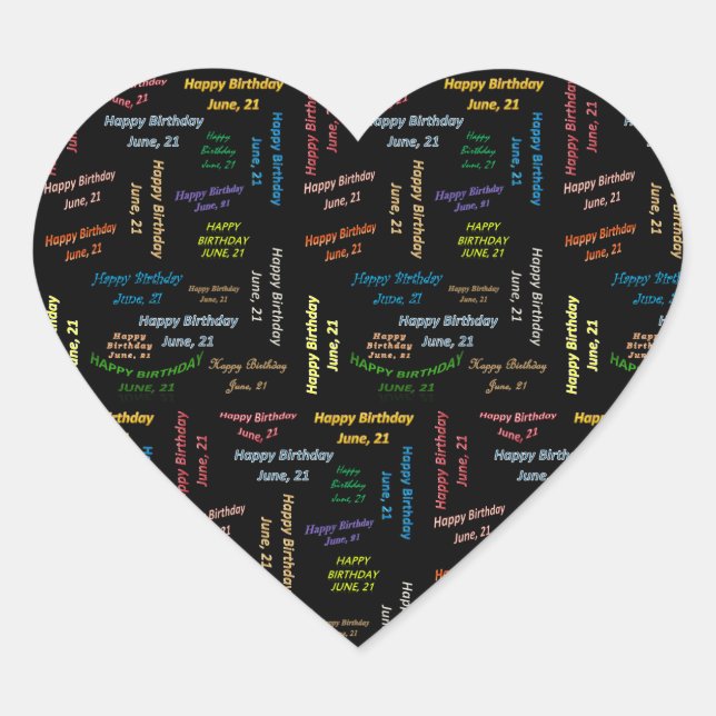 Cœur Sticker d'anniversaire du 21 juin (Devant)