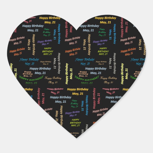 Cœur Sticker d'anniversaire du 21 mai (Devant)