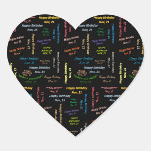 Cœur Sticker d'anniversaire du 21 novembre