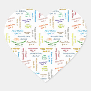 Cœur Sticker d'anniversaire du 22 avril