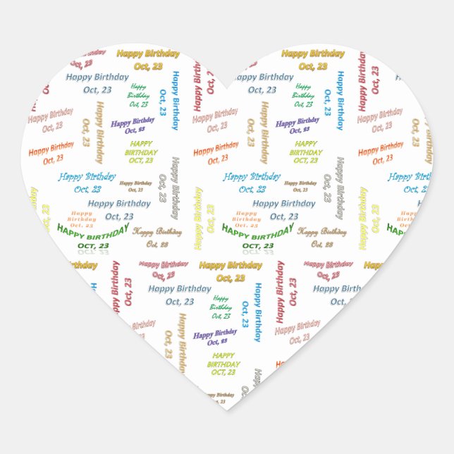 Cœur Sticker d'anniversaire du 23 octobre (Devant)