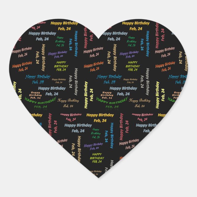Cœur Sticker d'anniversaire du 24 février (Devant)