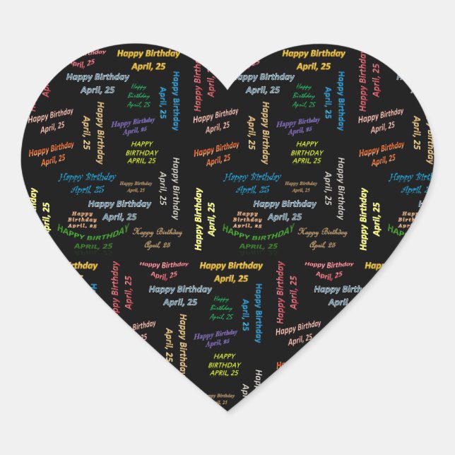 Cœur Sticker d'anniversaire du 25 avril (Devant)