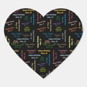 Cœur Sticker d'anniversaire du 25 mai