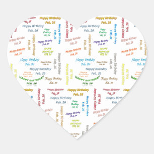 Cœur Sticker d'anniversaire du 26 février