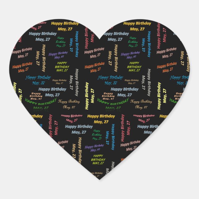Cœur Sticker d'anniversaire du 27 mai (Devant)
