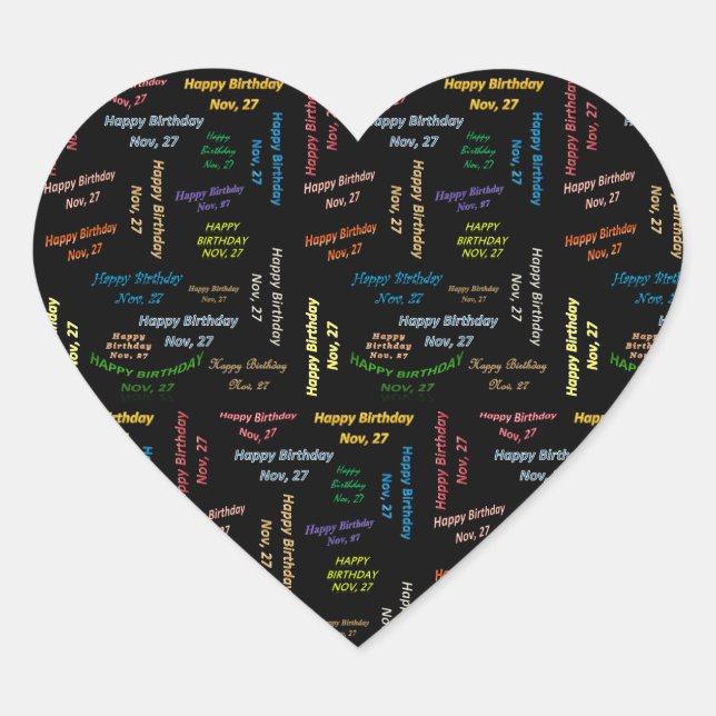 Cœur Sticker d'anniversaire du 27 novembre (Devant)