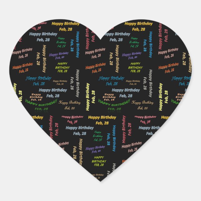 Cœur Sticker d'anniversaire du 28 février (Devant)