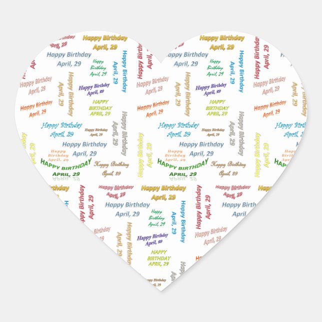 Cœur Sticker d'anniversaire du 29 avril (Devant)