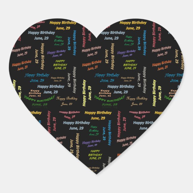 Cœur Sticker d'anniversaire du 29 juin (Devant)