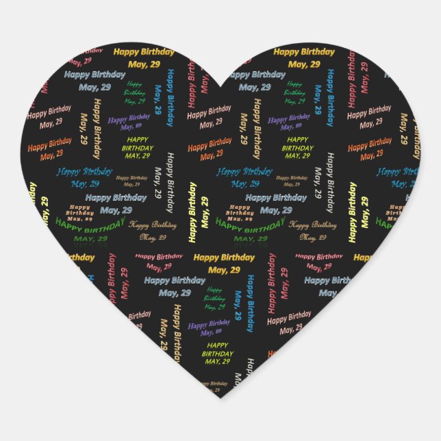 Cœur Sticker d'anniversaire du 29 mai (Devant)