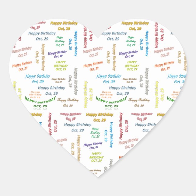 Cœur Sticker d'anniversaire du 29 septembre (Devant)