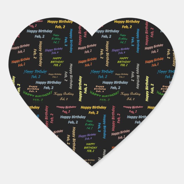 Cœur Sticker d'anniversaire le 2 février (Devant)
