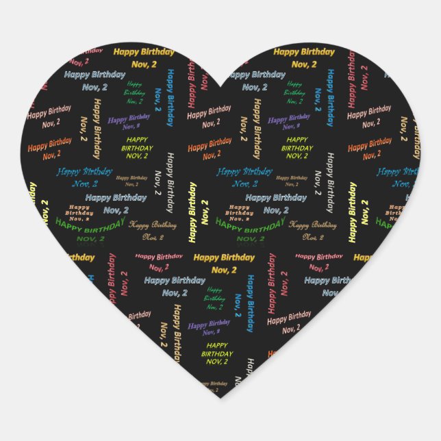 Cœur Sticker d'anniversaire le 2 novembre (Devant)