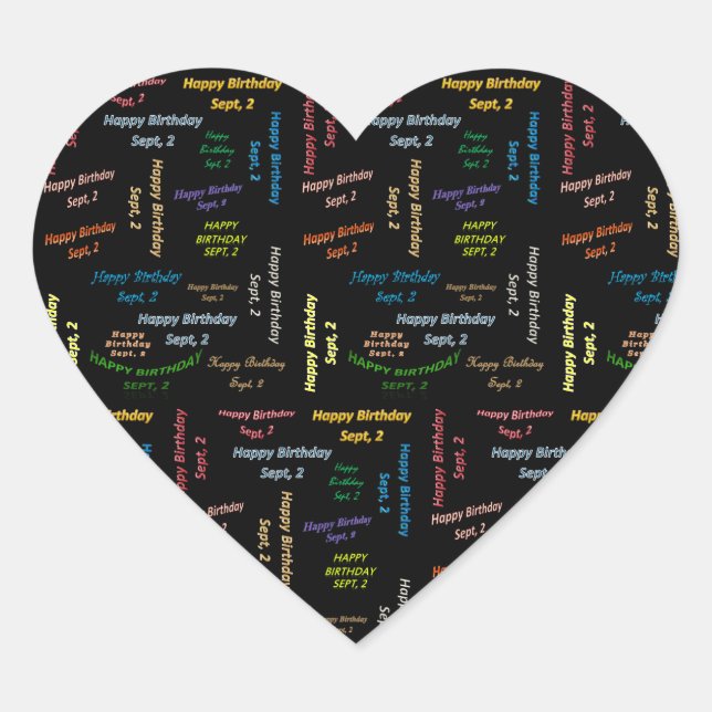 Cœur Sticker d'anniversaire le 2 septembre (Devant)