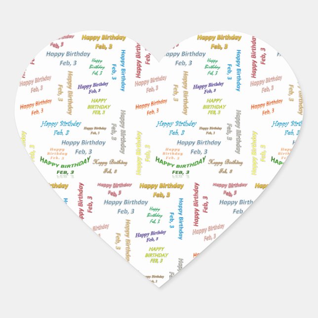 Cœur Sticker d'anniversaire le 3 février (Devant)
