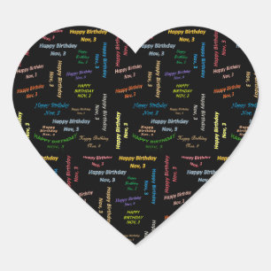 Cœur Sticker d'anniversaire le 3 novembre