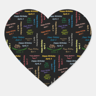 Cœur Sticker d'anniversaire le 5 avril