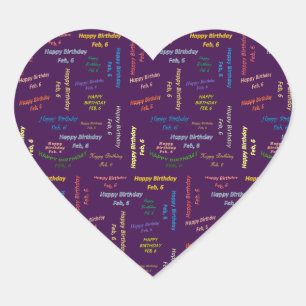 Cœur Sticker d'anniversaire le 6 février