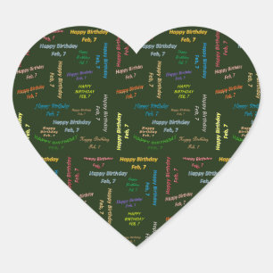 Cœur Sticker d'anniversaire le 7 février