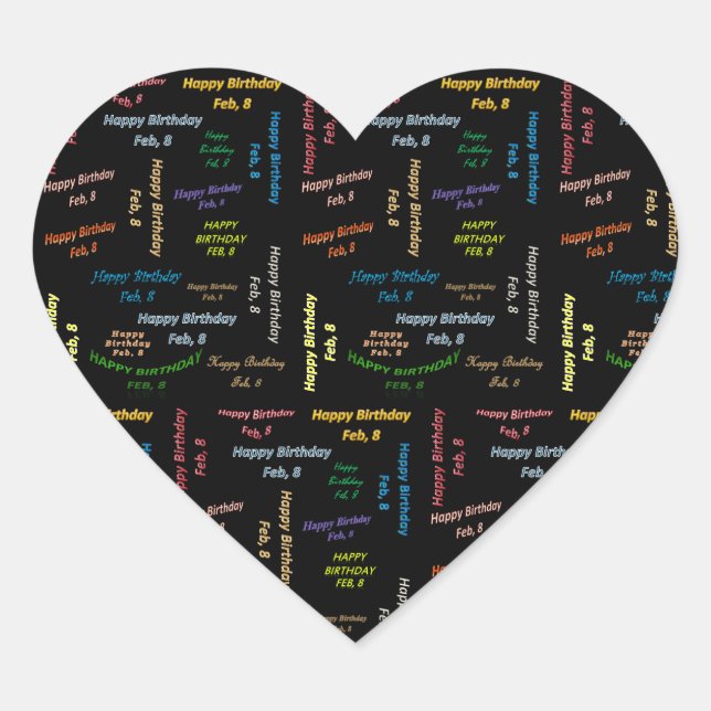 Cœur Sticker d'anniversaire le 8 février (Devant)