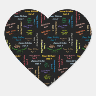 Cœur Sticker d'anniversaire le 9 septembre
