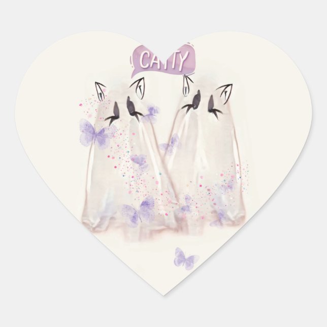 Cœur Sticker de chat fantôme "Catty" (Devant)