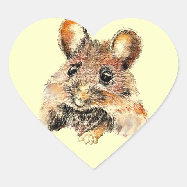 Cœur Sticker de coeur animal de petite souris (Devant)