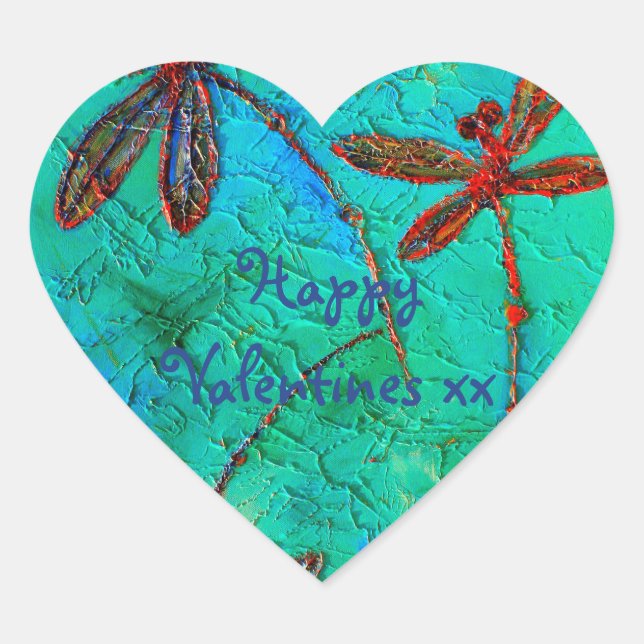 Cœur Sticker de coeur de danse dragonfly (Devant)
