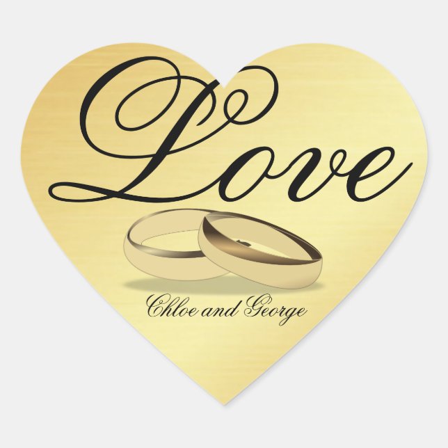 Cœur Sticker de coeur d'or personnalisé Love Mariage Ce (Devant)