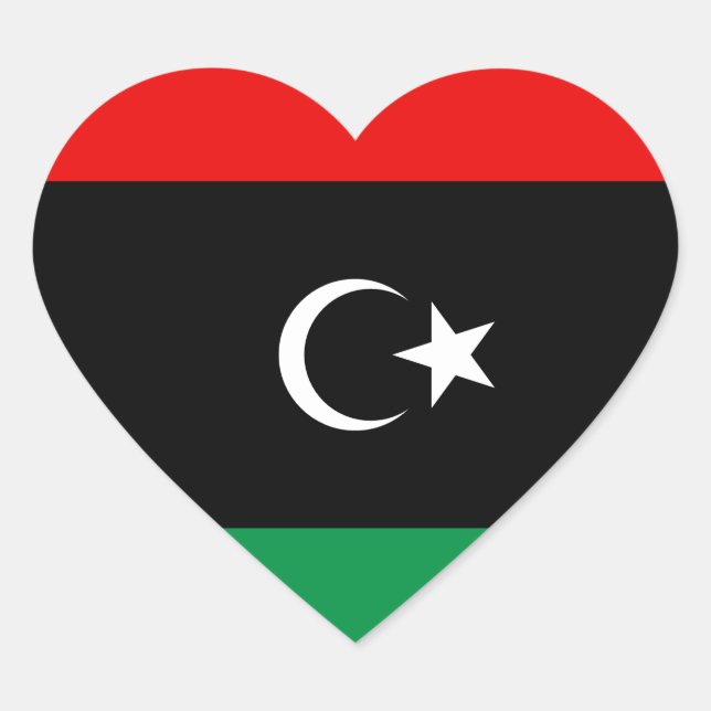 Cœur Sticker de coeur du drapeau de la Libye (Devant)
