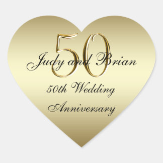 Cœur Sticker de coeur Gold Black 50th Mariage Anniversa