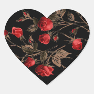 Cœur Sticker de coeur gothique des Roses rouges