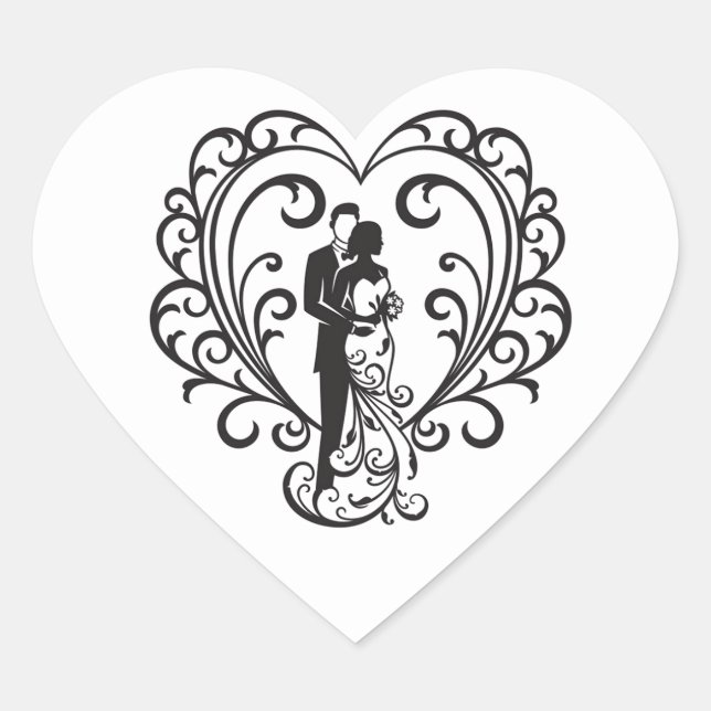 Cœur Sticker de coeur mariage Couple (Devant)