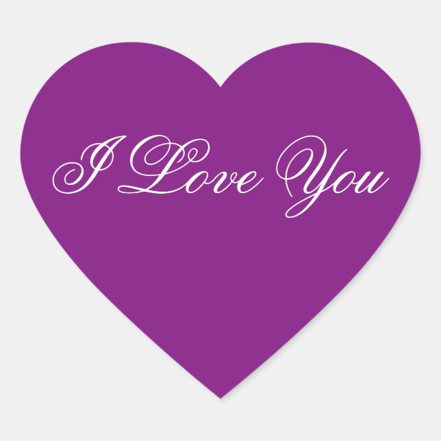 Cœur Sticker de coeur pourpre - Je t'aime (Devant)