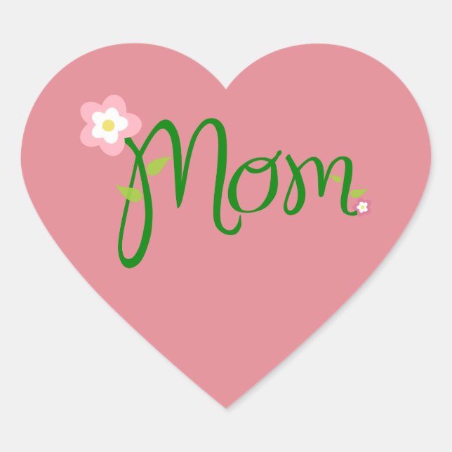 Cœur Sticker de coeur rose fraise Maman (Devant)