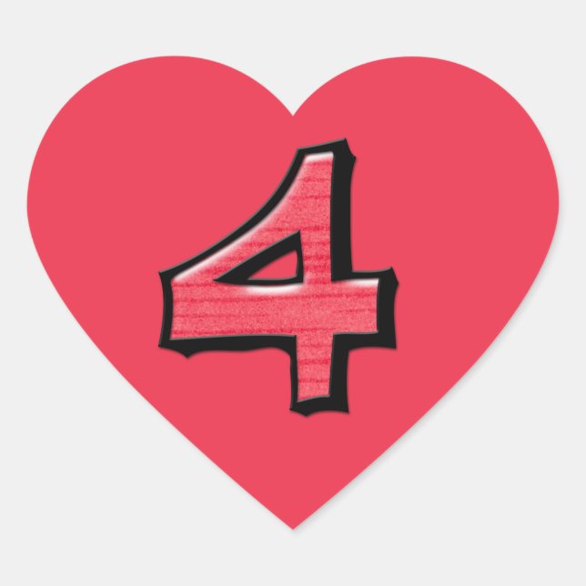 Cœur Sticker de coeur rouge numéro 4 (Devant)