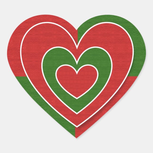 Cœur Sticker de coeur vert et rouge (Devant)