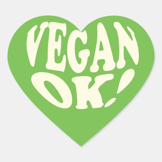 Cœur Sticker de coeur vert Vegan OK (Devant)