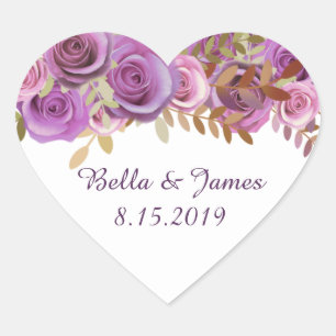 Cœur Sticker de coeur violet Floral Boho