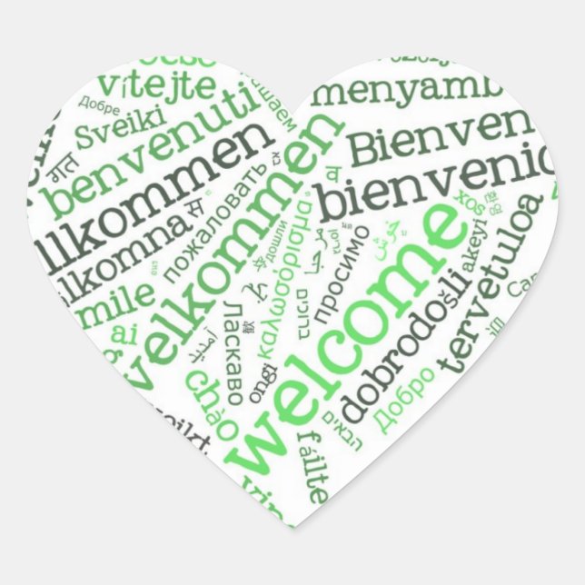Cœur Sticker de coeur Wordcloud WELCOME (Devant)